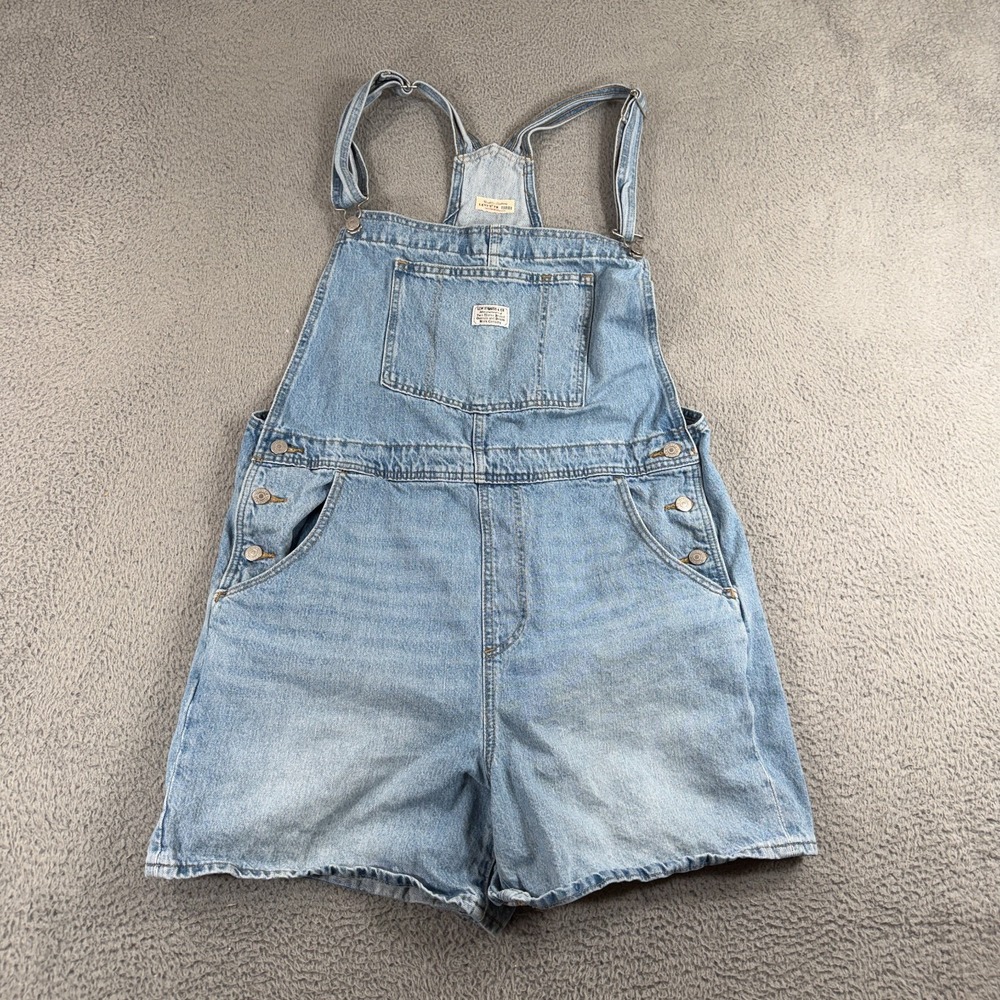 Levi's Vintage Style Denim Light Wash Shortalls Overalls Women's X-Large